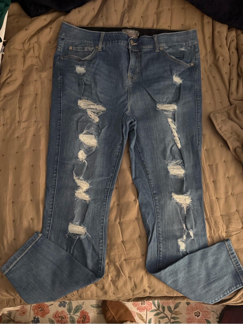 Torrid Distressed Blue Skinny Jeans